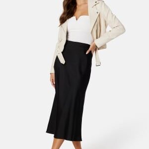 BUBBLEROOM Demi Midi Satin Skirt Black 46