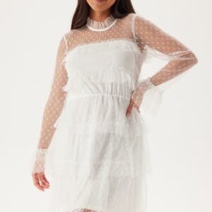 BUBBLEROOM Dotted Mesh L/S Dress White 36