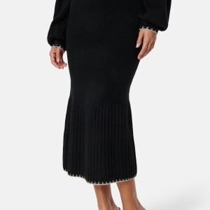 BUBBLEROOM Contrast Edge Knitted Skirt Black S