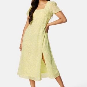 BUBBLEROOM Emilia puff sleeve dress Light yellow / Patterned 36