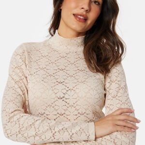 BUBBLEROOM Turtleneck  Lace Top  Light beige S