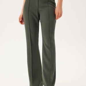 BUBBLEROOM Flared Structured Suit Trousers Dark green 34