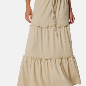 BUBBLEROOM Flounce Maxi Skirt Light beige XS