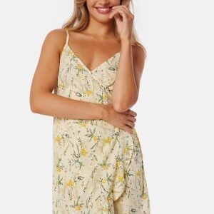 BUBBLEROOM Flounce Short Strap Dress Yellow/Patterned S