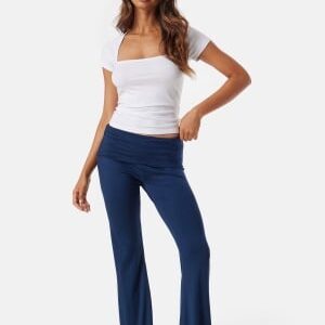 BUBBLEROOM Fold Over Flared Trousers Navy XS