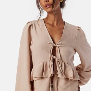 BUBBLEROOM Frill Blouse Light nougat XS