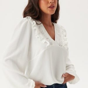 BUBBLEROOM Frill Detail Puff Sleeve Blouse White M