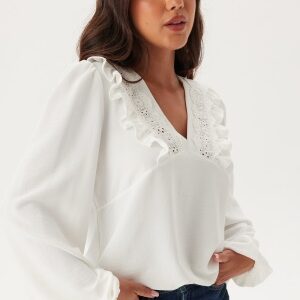 BUBBLEROOM Frill Detail Puff Sleeve Blouse White S