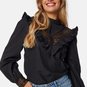 BUBBLEROOM Frill Lace Blouse  Black XS