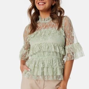 BUBBLEROOM Frill Lace Blouse Dusty green 46