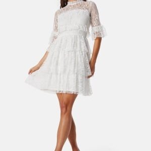 BUBBLEROOM Frill Lace Dress White 46