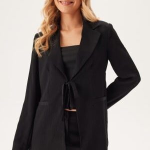 BUBBLEROOM Front Tie Structured Blazer Black 36