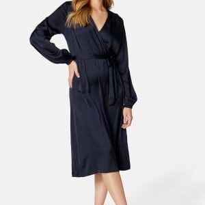 BUBBLEROOM Gisele Satin Midi Dress Dark blue 36