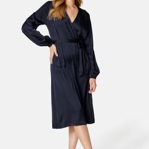 BUBBLEROOM Gisele Satin Midi Dress Dark blue 34