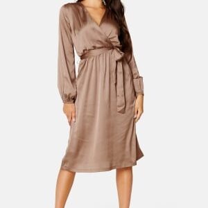 BUBBLEROOM Gisele Satin Midi Dress Nougat 34