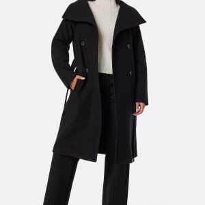 BUBBLEROOM High Neck Midi Coat Black L