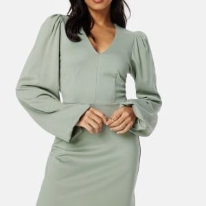 BUBBLEROOM Idalina V-neck Dress Dusty green XS