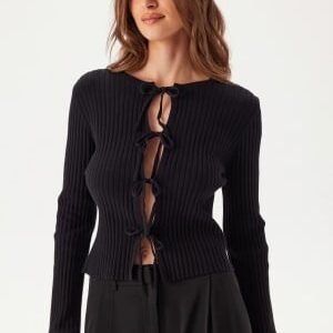 BUBBLEROOM Knitted Bow Cardigan Black S