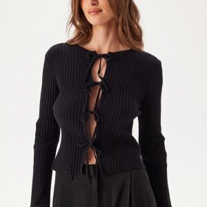 BUBBLEROOM Knitted Bow Cardigan Black XS