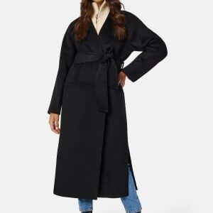 BUBBLEROOM Leslie Belted Wool Coat Black XS