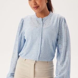 BUBBLEROOM Long Sleeve Button Blouse Light blue S