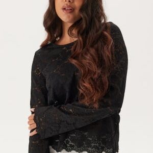 BUBBLEROOM Long Sleeve Lace Top Black XS