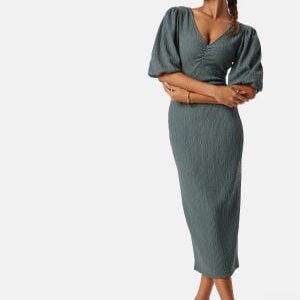 BUBBLEROOM Structure Puff Sleeve Dress Dusty green L