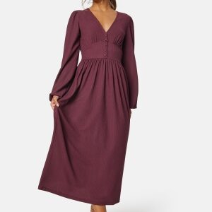 BUBBLEROOM Structure Button Midi Dress Wine-red XS