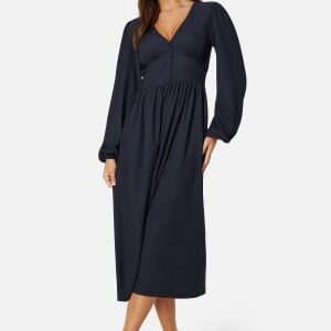 BUBBLEROOM Structure Button Midi Dress Navy XS