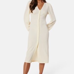 BUBBLEROOM Structure Button Midi Dress Offwhite XL