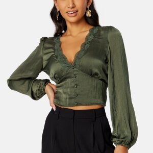 BUBBLEROOM Lucinda satin blouse Dark green 46