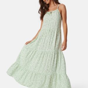 BUBBLEROOM Viscose Strap dress Green/Patterned XS