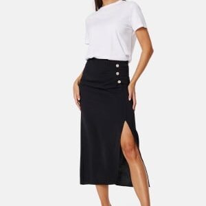 BUBBLEROOM Matilde Midi Button Skirt Black XL