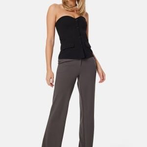 BUBBLEROOM Soft Suit Straight Trousers Petite Dark grey M