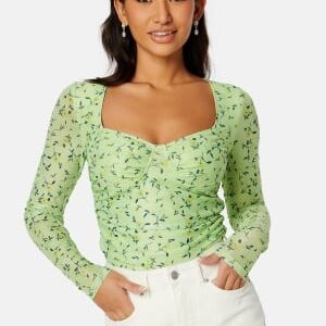 BUBBLEROOM Melandra mesh bustier top Green / Floral XS