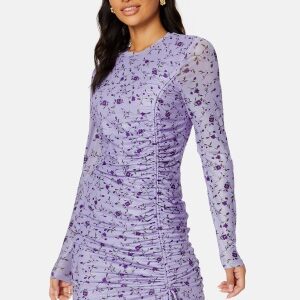 BUBBLEROOM Melandra mesh dress Lilac / Floral XS