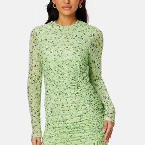 BUBBLEROOM Melandra mesh dress Green / Floral XS