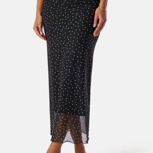 BUBBLEROOM Mesh Midi Skirt Black/Dotted XS