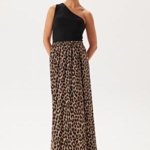 BUBBLEROOM Mesh Wide Maxi Skirt Leopard S