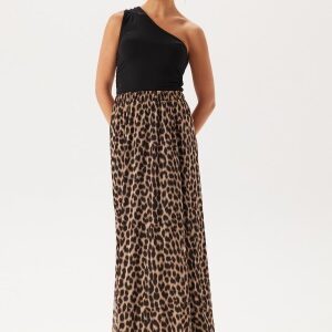 BUBBLEROOM Mesh Wide Maxi Skirt Leopard XS