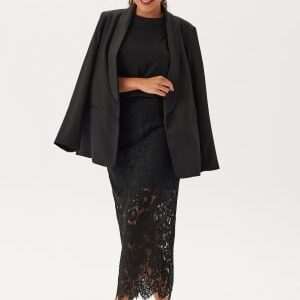 BUBBLEROOM Midi Lace Skirt  Black 36