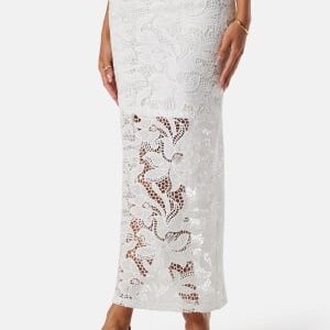 BUBBLEROOM Midi Lace Skirt White 46