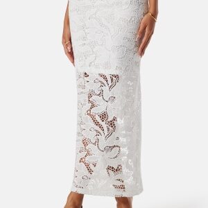 BUBBLEROOM Midi Lace Skirt White 44