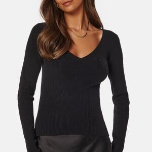 BUBBLEROOM V-neck Knitted Top Black XS