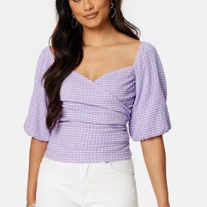 BUBBLEROOM Nandita wrap top Lilac / Checked XS