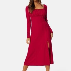 BUBBLEROOM Square Neck Midi Dress Red XS