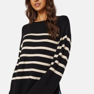 BUBBLEROOM Oversized Striped Knitted Sweater Black/Striped XS