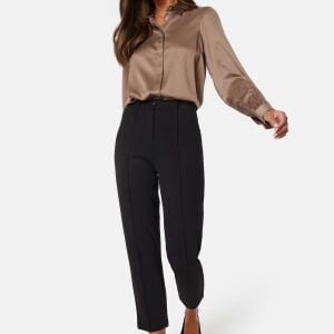 BUBBLEROOM Satin Puff Sleeve Shirt Dark mole 34