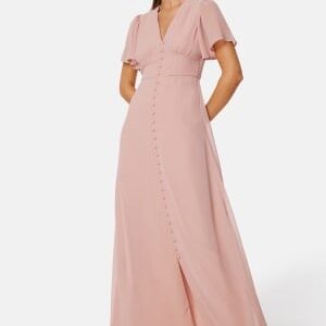 Bubbleroom Occasion Butterfly Sleeve Button Gown Dusty pink 46