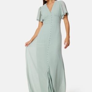 Bubbleroom Occasion Butterfly Sleeve Button Gown Dusty green 36